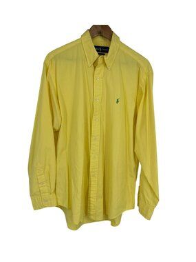 Ralph Lauren Men's Yellow Button-Down Classic Fit Long Sleeve Shirt Size L
